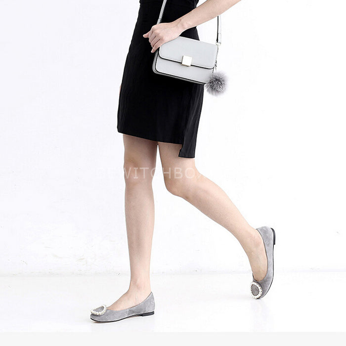Buckle & Rhinestone Detail Flat Pumps Shoes