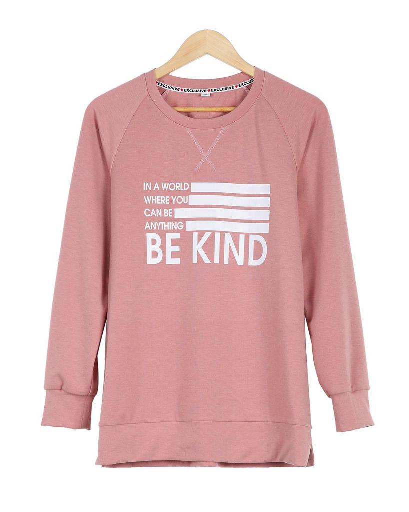 Sweet Pink Crew Neck Long Sleeve Sweatshirt