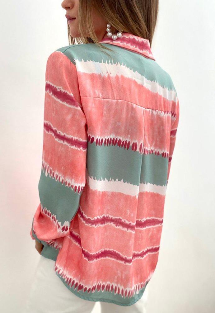 Chic Color Block Long Sleeve Shirt