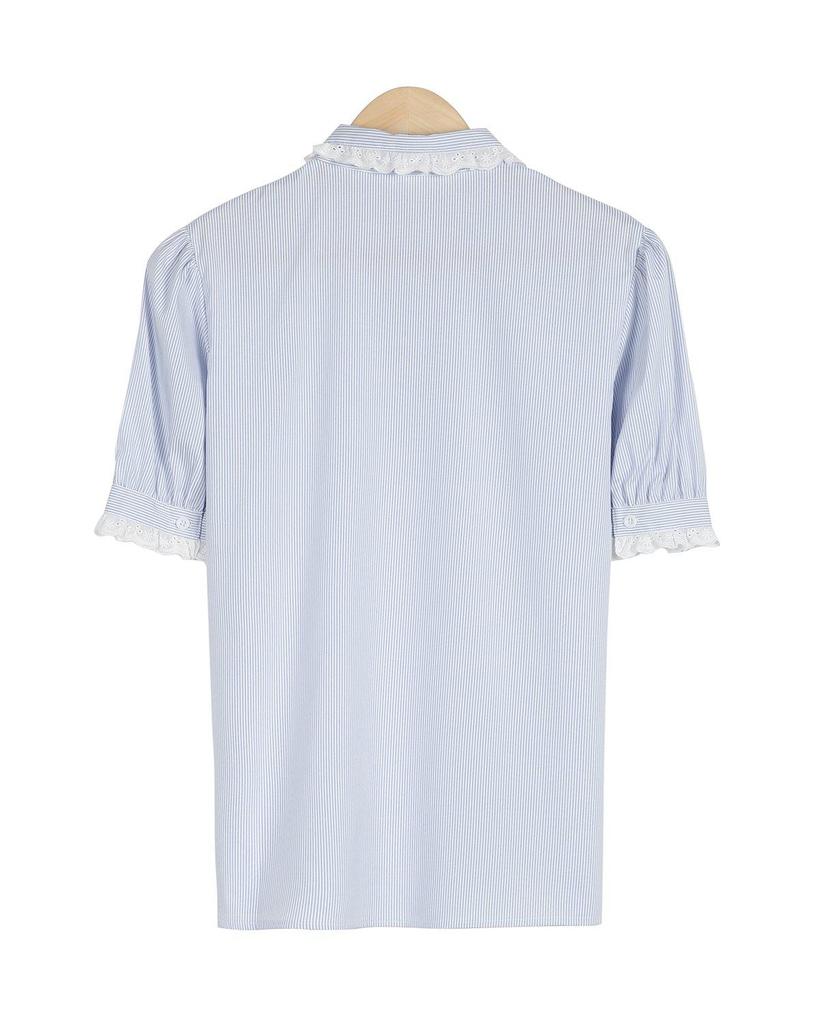 Ladylike Lace Cuff Short Sleeve Shirt