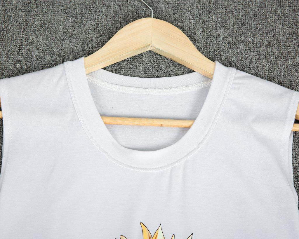 Simple Round Neck Print Sleeveless Top