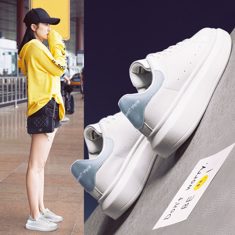 Women's White Platform Leather Shoes