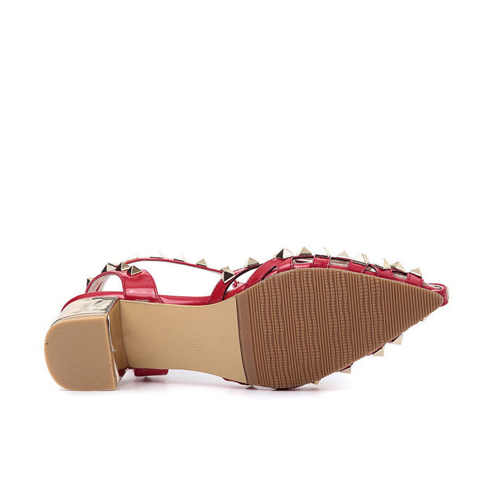 Rivet pointed high-heeled sandals