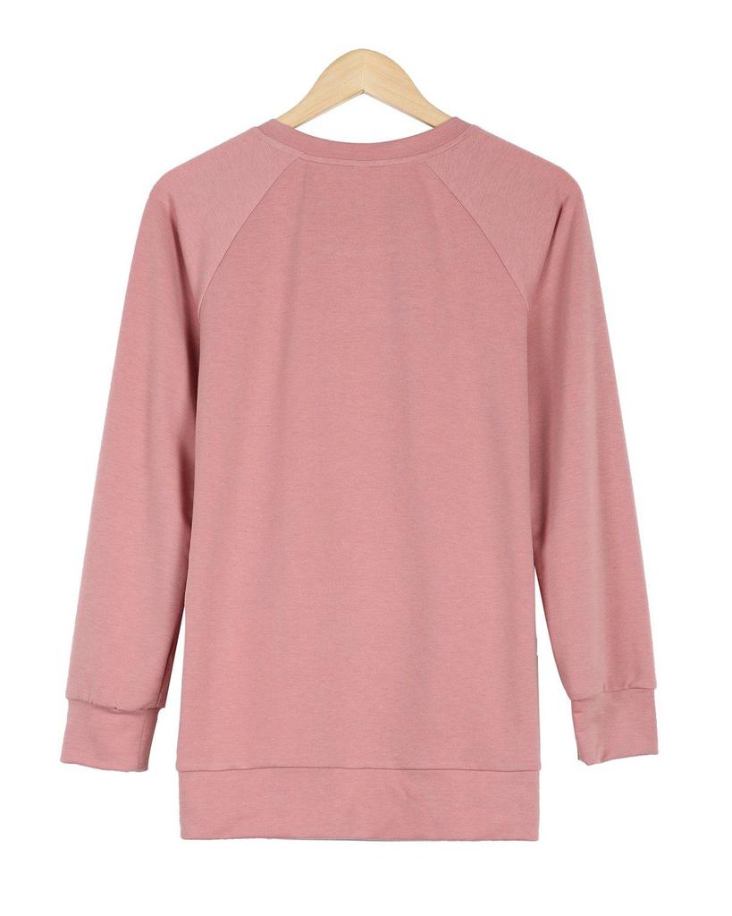 Sweet Pink Crew Neck Long Sleeve Sweatshirt