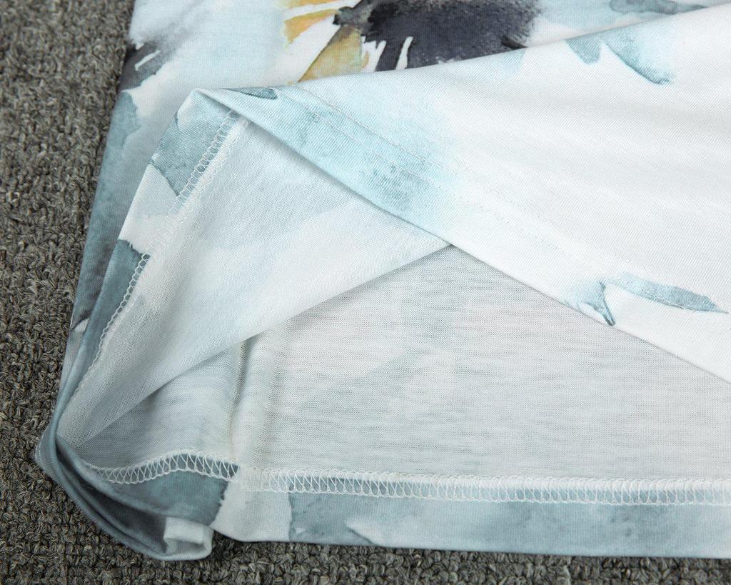 Casual V-Neck Short Sleeve Floral Top