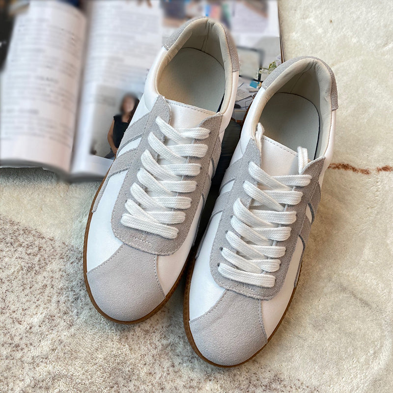 Women's Grey & White Nubuck Casual Sneakers