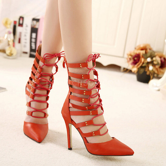 Hollow cross belt High heeled shoes