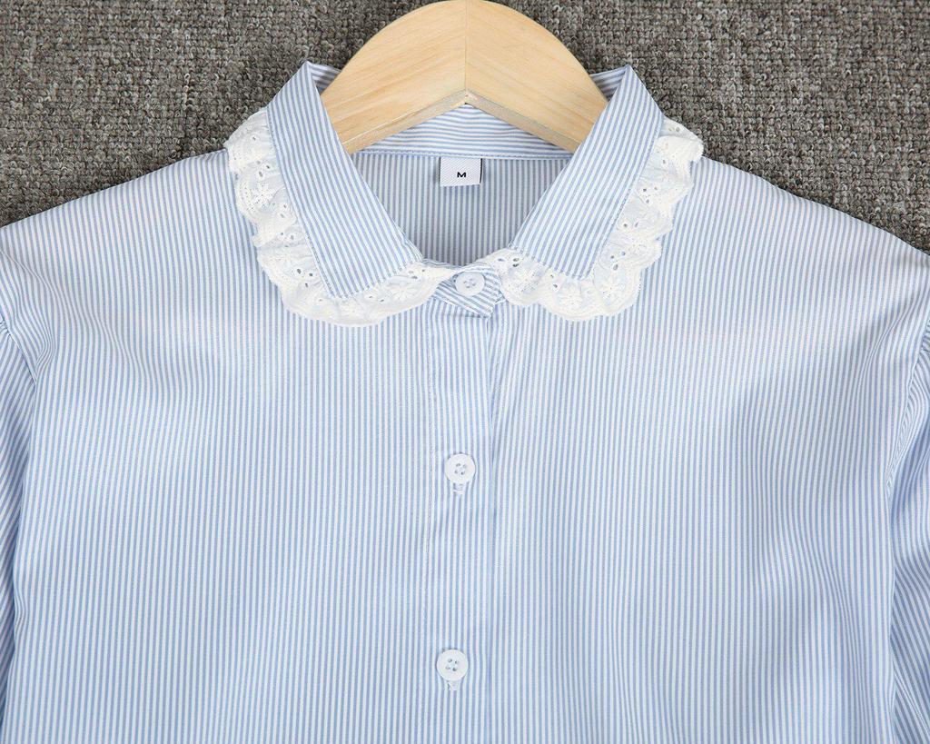 Ladylike Lace Cuff Short Sleeve Shirt
