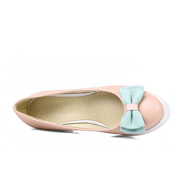 Wedge sweet bowknot comfortable shallow flats