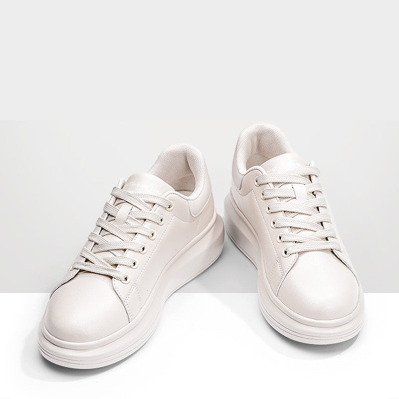 Women's White Platform Leather Shoes