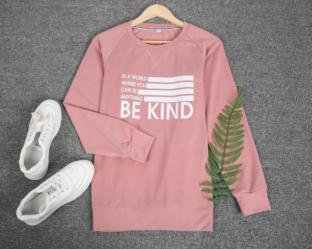 Sweet Pink Crew Neck Long Sleeve Sweatshirt