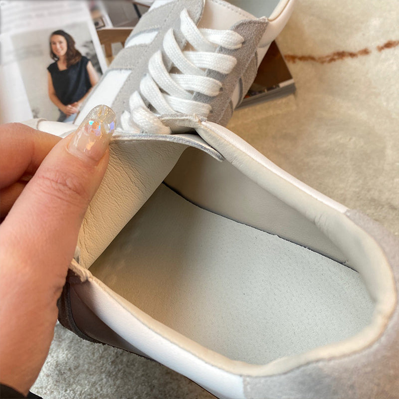 Women's Grey & White Nubuck Casual Sneakers