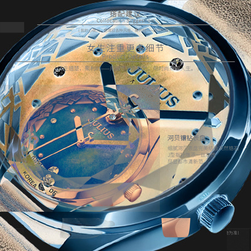 Women's Diamond Mirror Shell Dial Quartz Watch