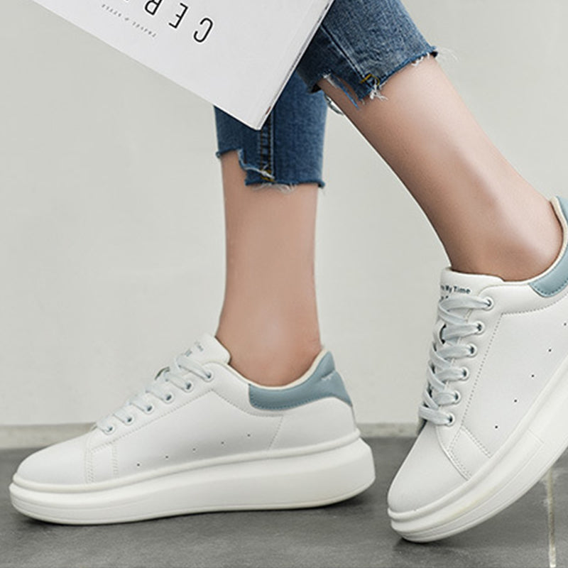 Women's White Platform Leather Shoes
