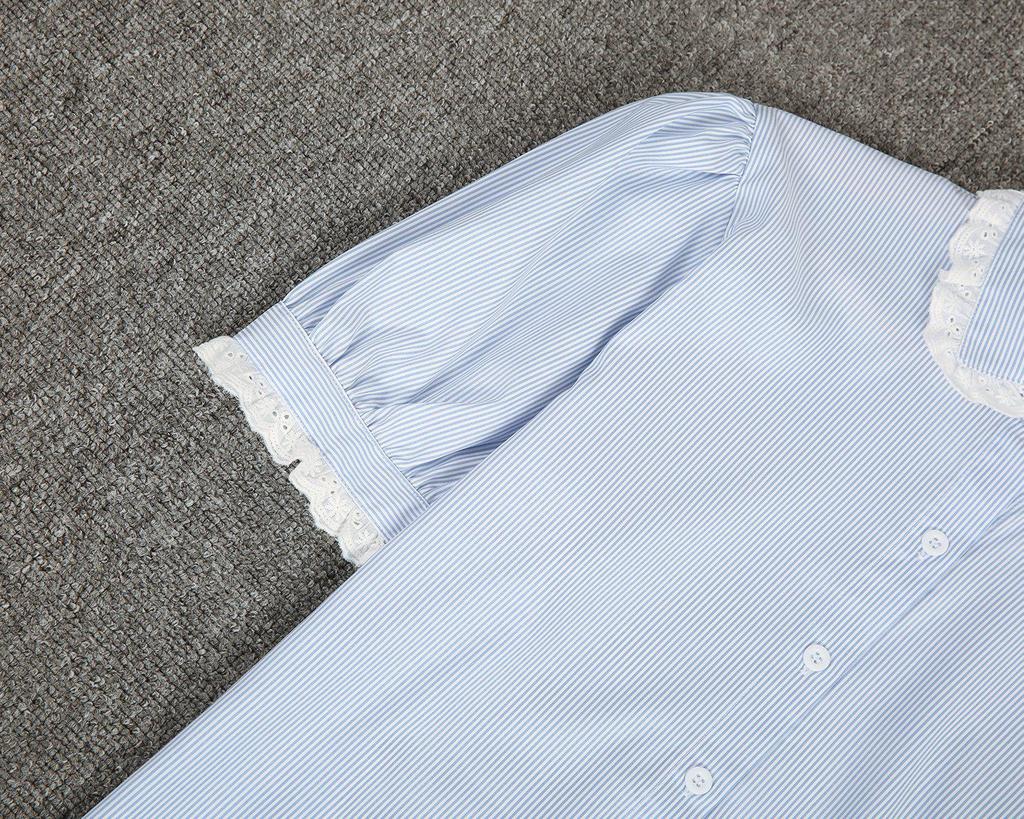 Ladylike Lace Cuff Short Sleeve Shirt