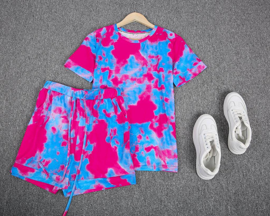 Comfy Print Short Sleeve Two Piece Set