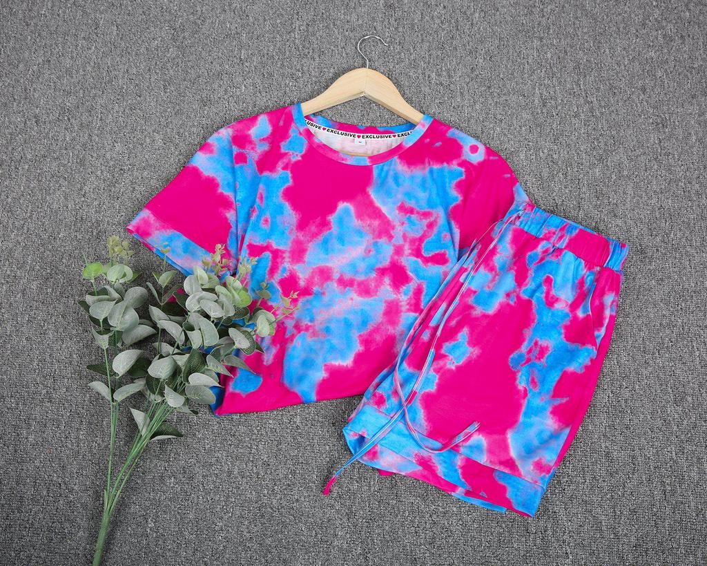 Comfy Print Short Sleeve Two Piece Set