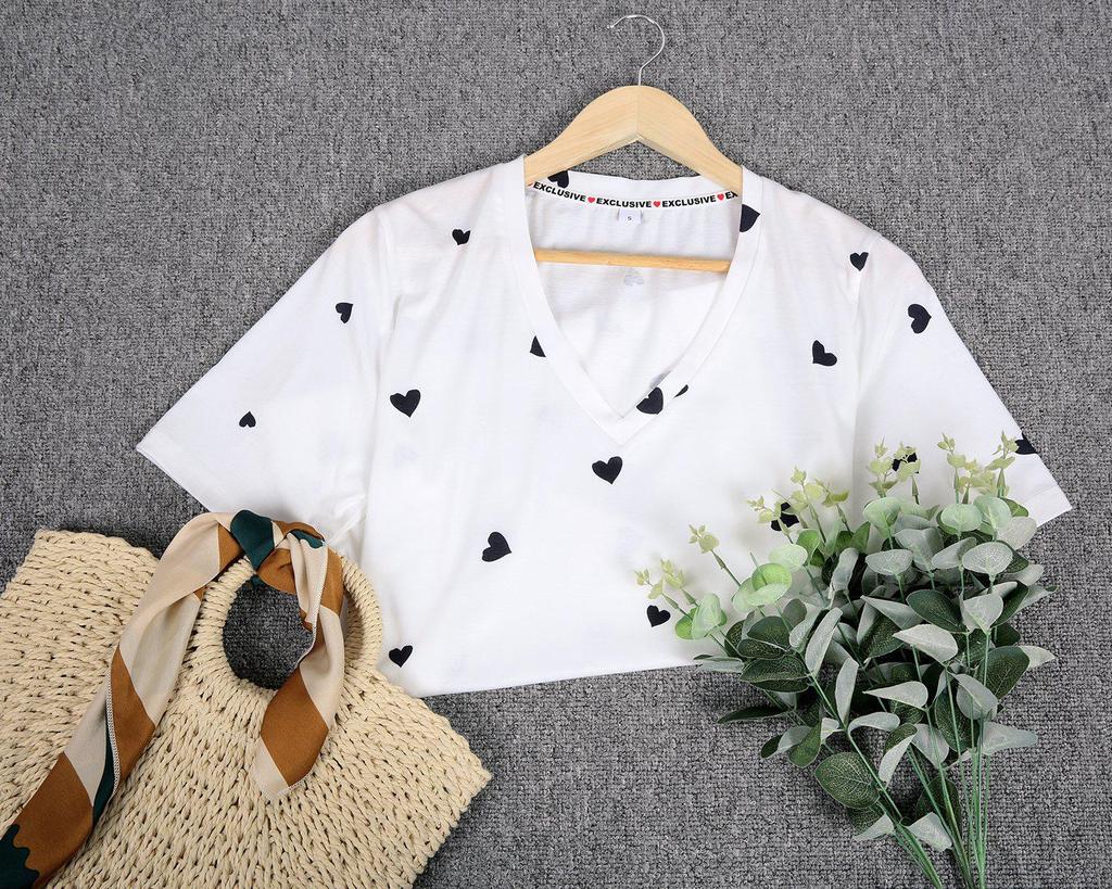 Casual V-Neck Short Sleeve Top