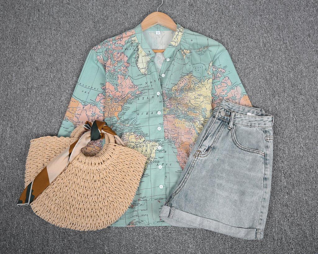 How Worldly Globe Print Shirt