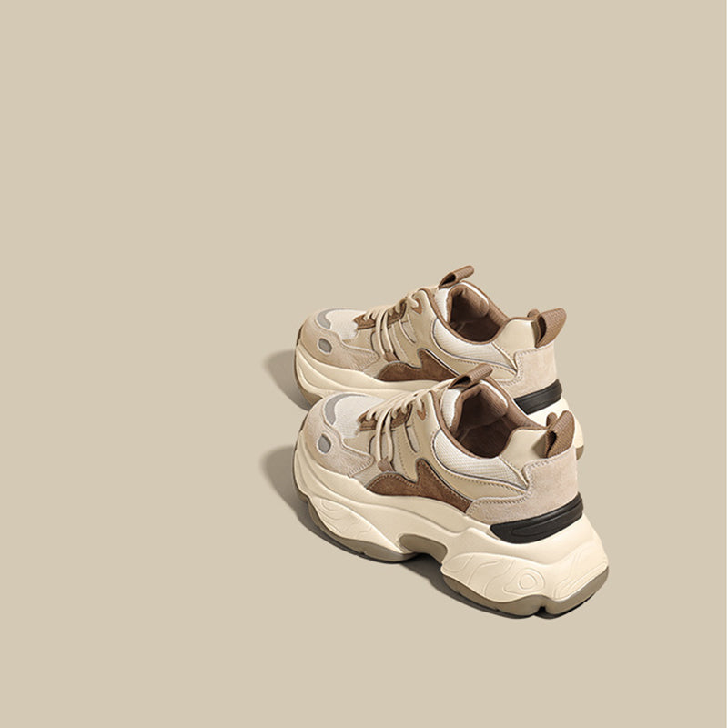 Women's Beige & Brown Color Block Casual Sneakers