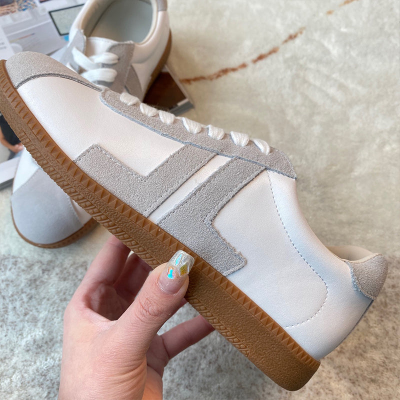Women's Grey & White Nubuck Casual Sneakers