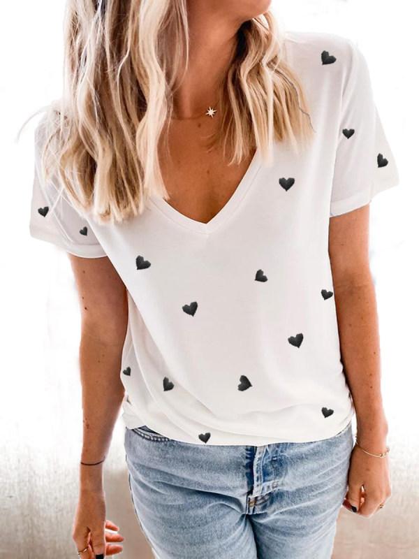 Casual V-Neck Short Sleeve Top