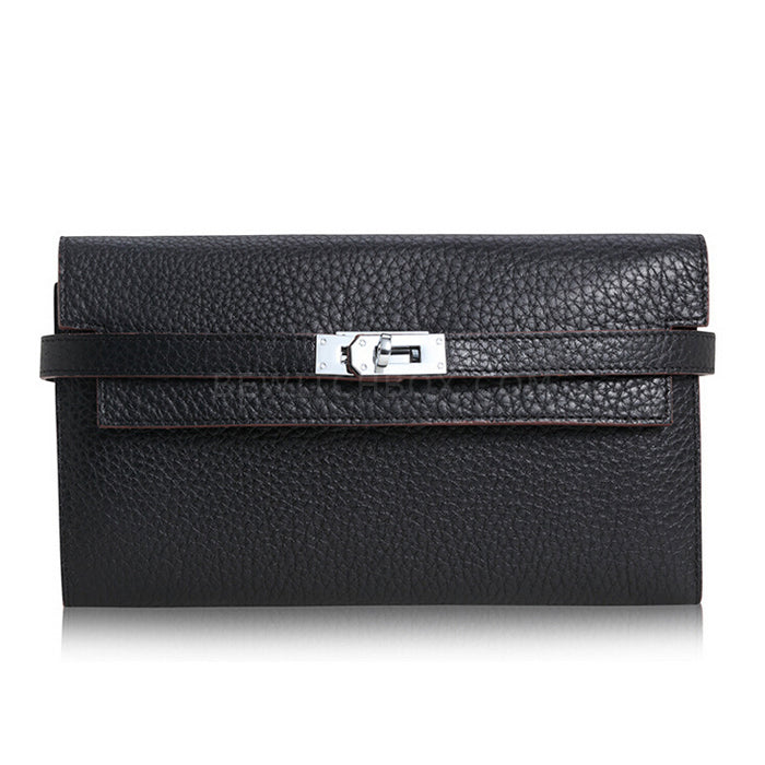 Leather buckles cross grain wallet
