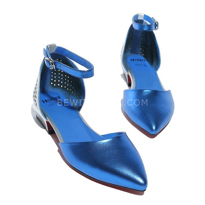 Hollow out color matching flat sandals