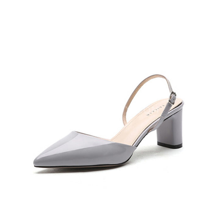 Pointed Toe Block Heels With Buckle