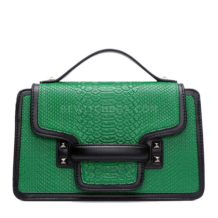 The crocodile grain handbag with printed