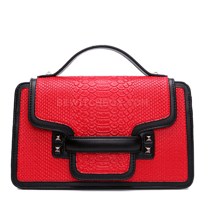 The crocodile grain handbag with printed