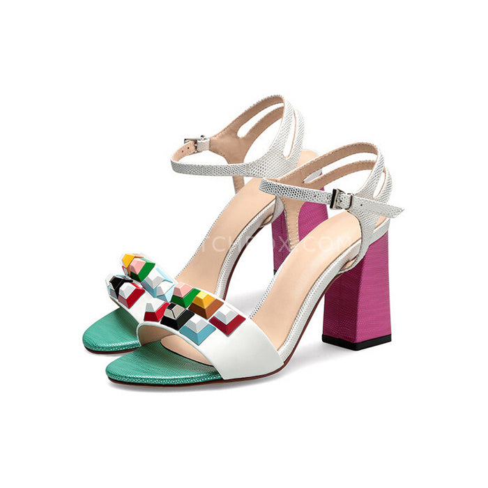 Oxfords high-heeled shoes with chunky heels